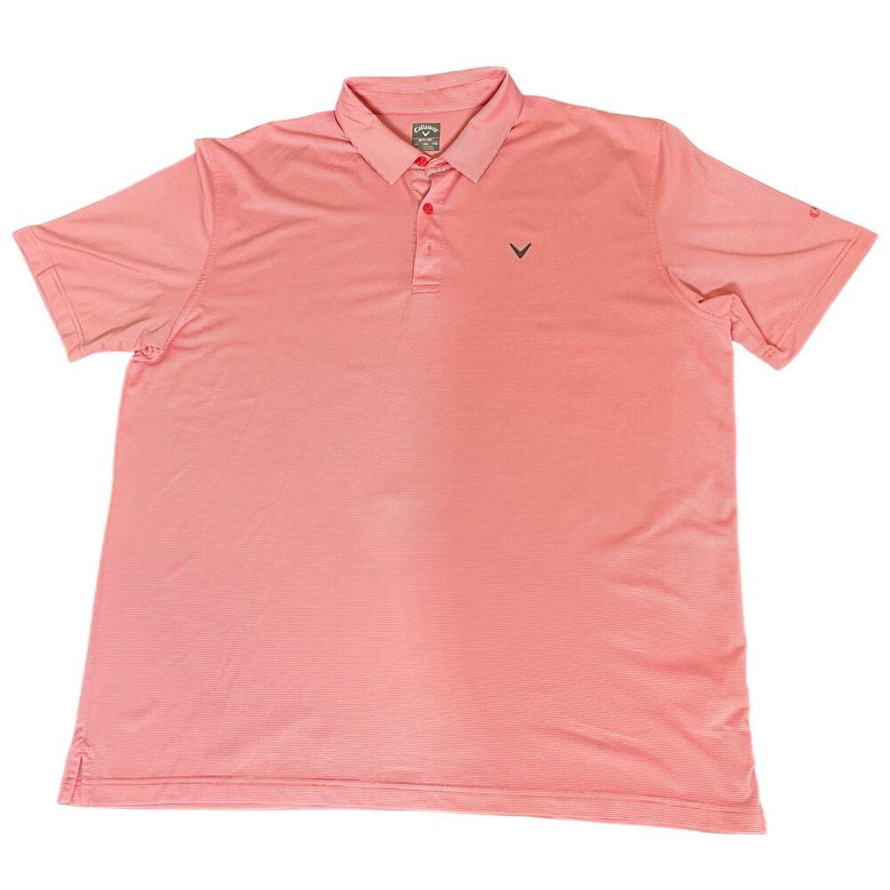Callaway OPTI DRI XXL Men's Golf Polo Short Sleeve Pink and White Striped